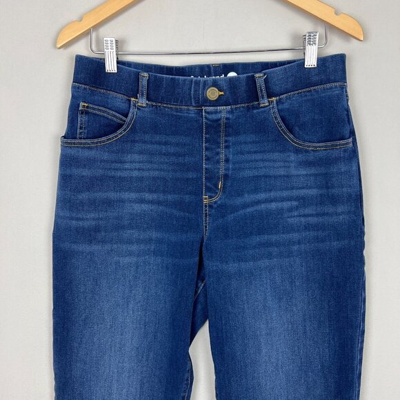 Betabrand Jeans Women Large Blue Denim Signature Mid-Rise Bootcut Pull On Pocket - Picture 5 of 10